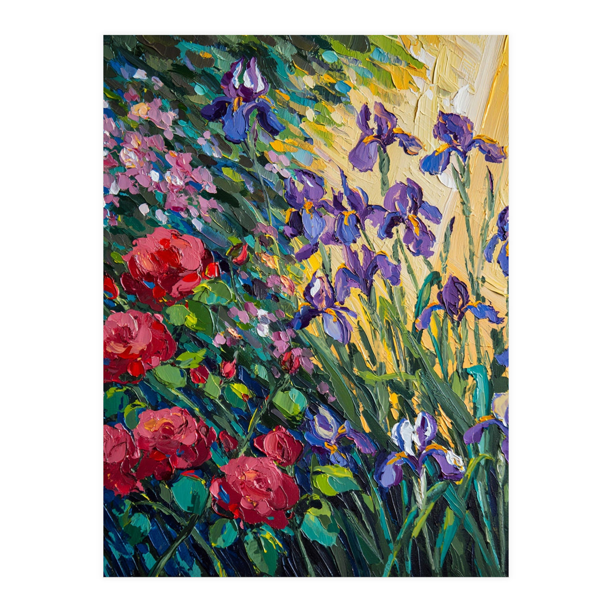 Expressive Heavy Impasto Floral Oil Painting  (Print Only)