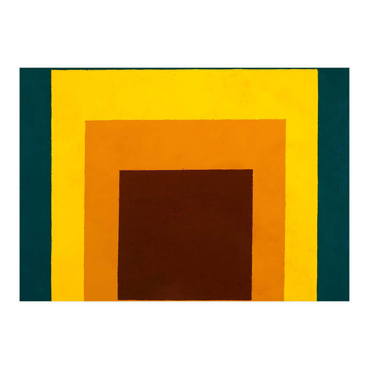 JOSEF ALBERS - HOMAGE TO THE SQUARE DARK GREEN YELLOW ORANGE BROWN  (Print Only)