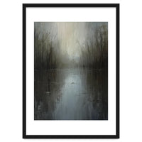 Ethereal Rainy Lake Forest Oil Painting