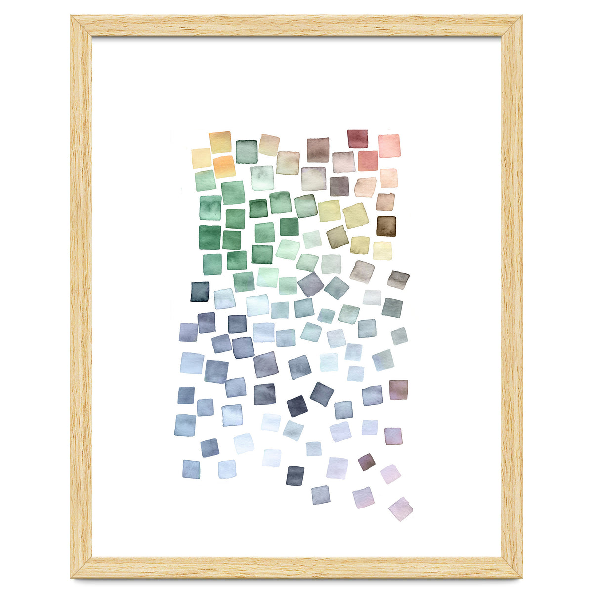 Watercolor Geometric Square Shapes Blue