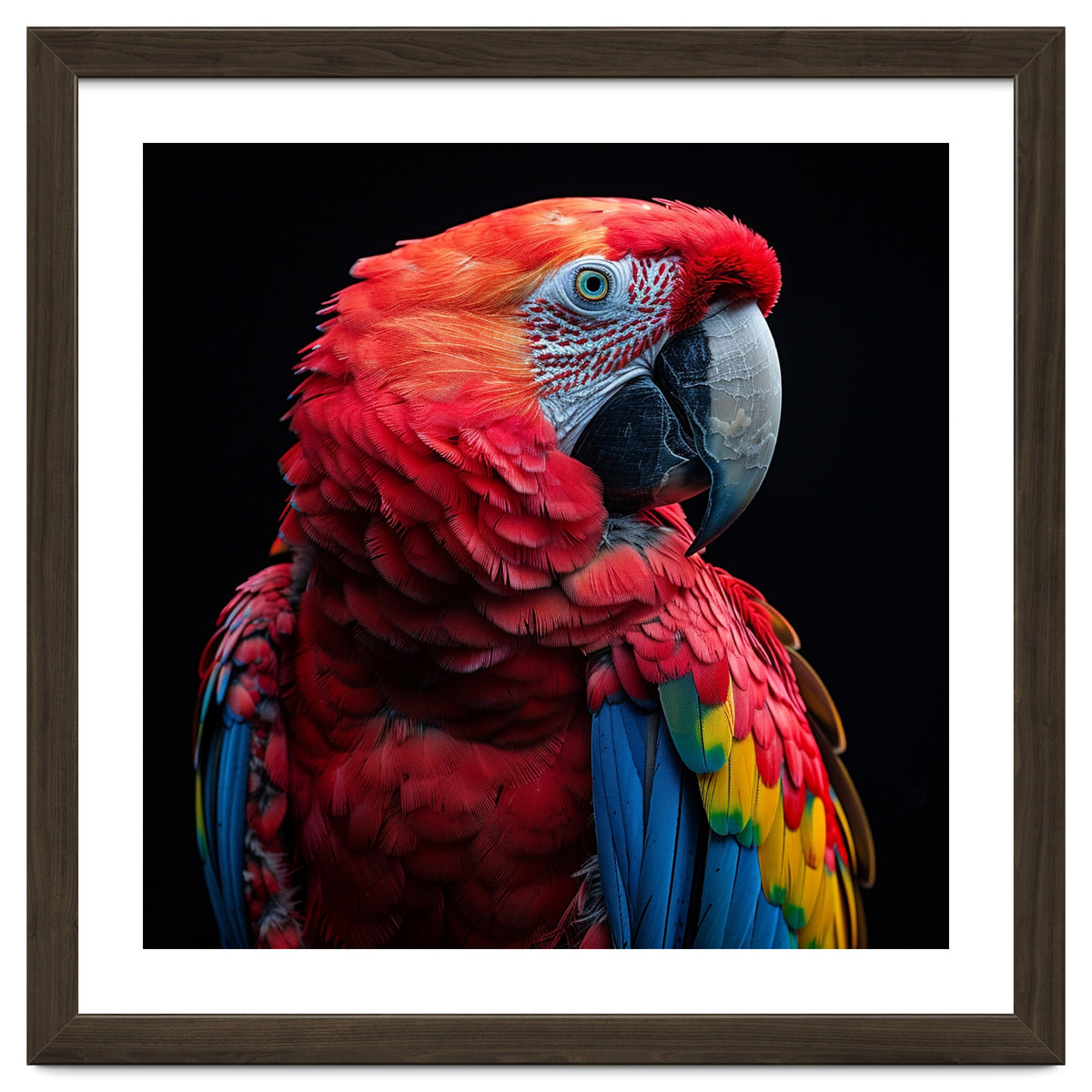 Scarlet Macaw Parrot Close Up Portrait