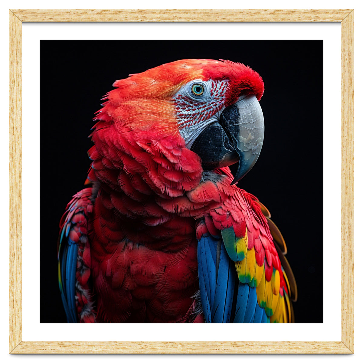Scarlet Macaw Parrot Close Up Portrait