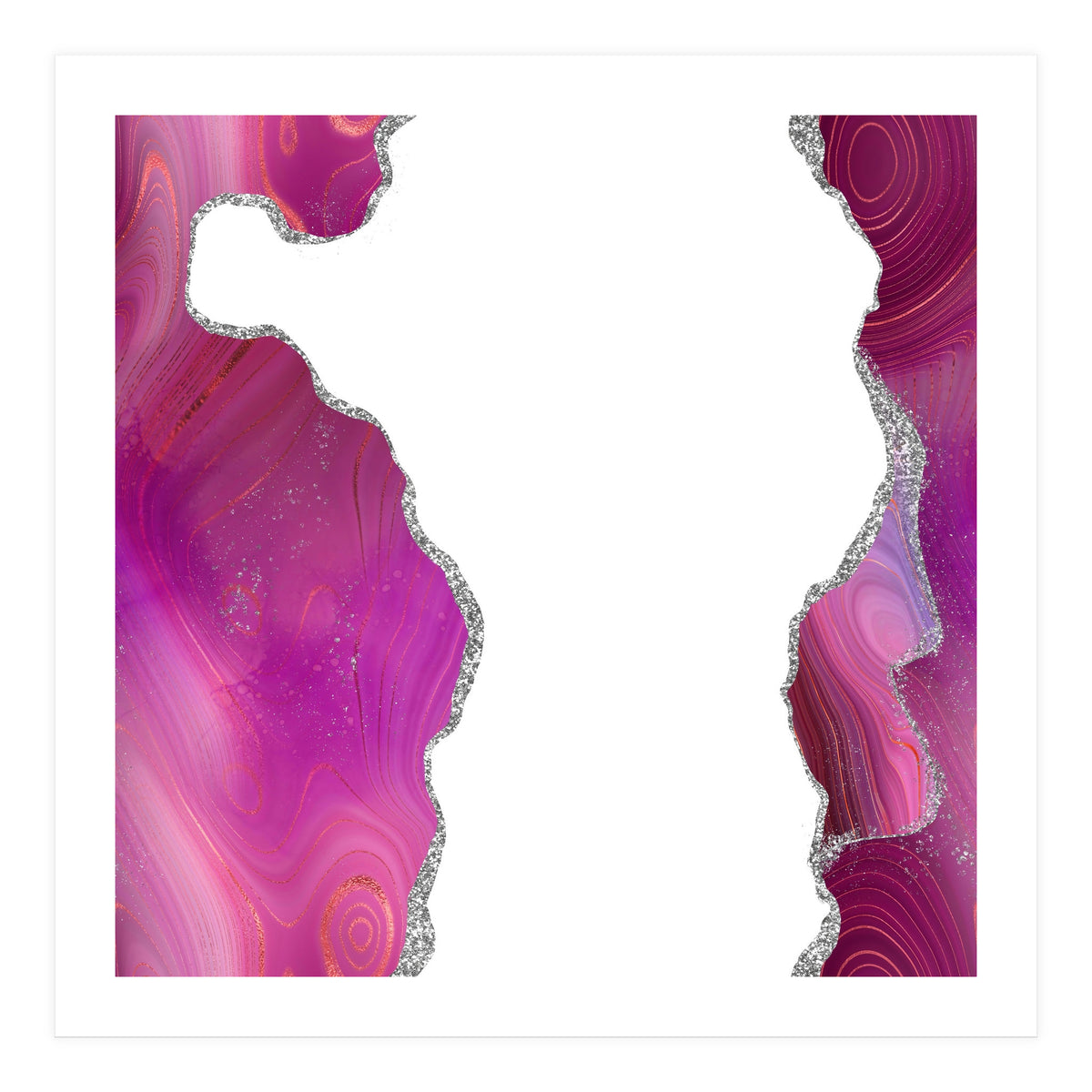 Magenta & Silver Agate Texture 06  (Print Only)