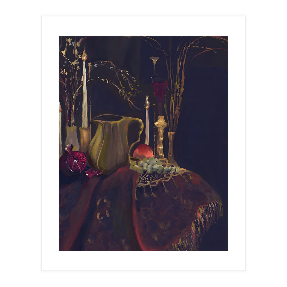 Dark Baroque Table still life moody still life oils (Print Only)