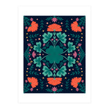 Clovers And Flowers Teal and Orange (Print Only) thumbnail