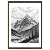 Majestic Alpine Mountain Range Sketch