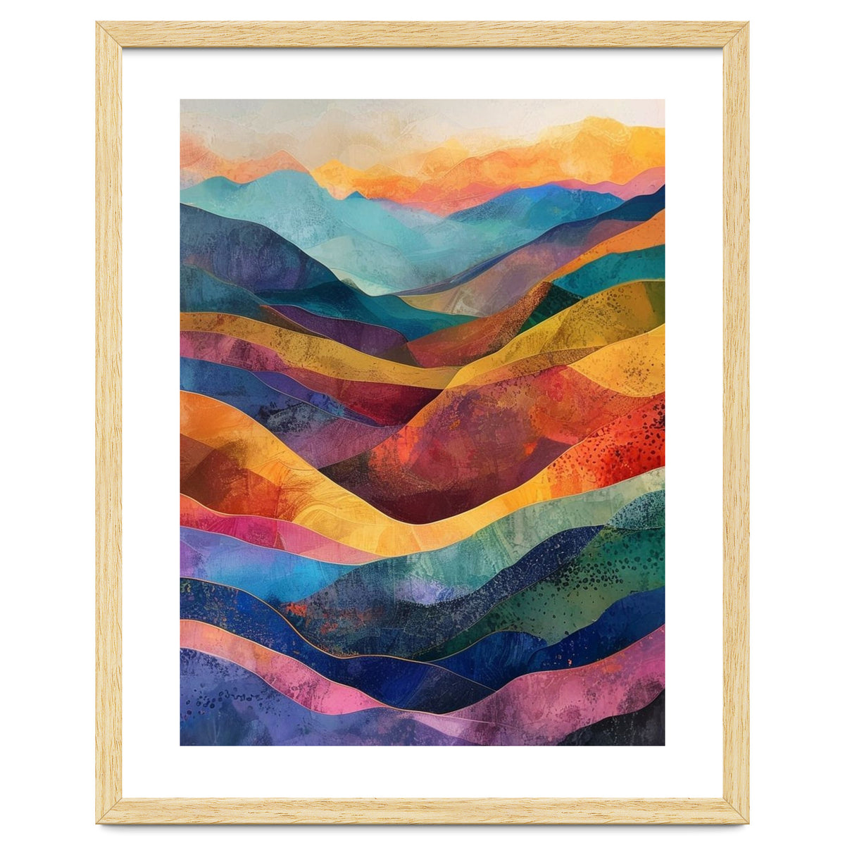 Jewel-Toned Abstract Mountain Landscape Wall Art