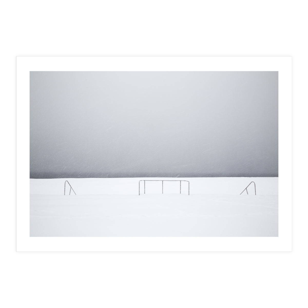 Stair railing covered by snow (Print Only)