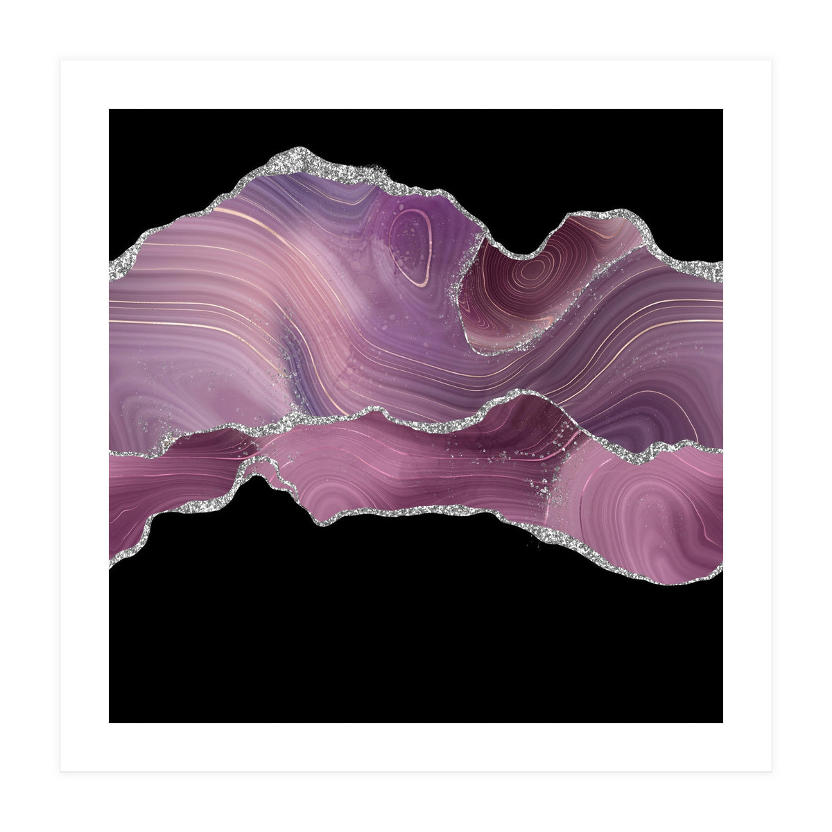 Mauve & Silver Agate Texture 04  (Print Only)