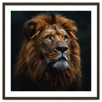 Majestic Lion Portrait In Gentle Rain