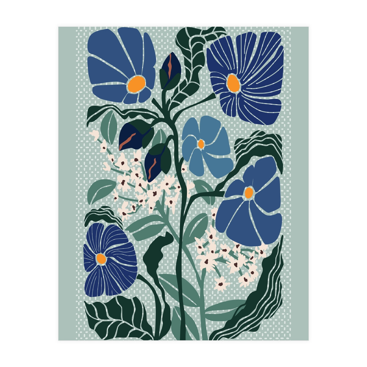 Klimt Flowers Light Blue (Print Only)