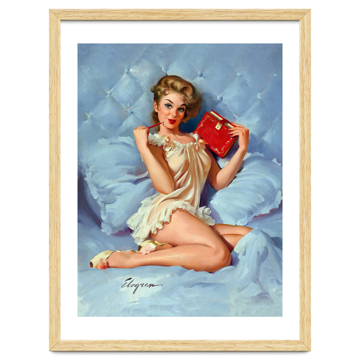 Pinup Sexy Girl Posing With Her Red Book