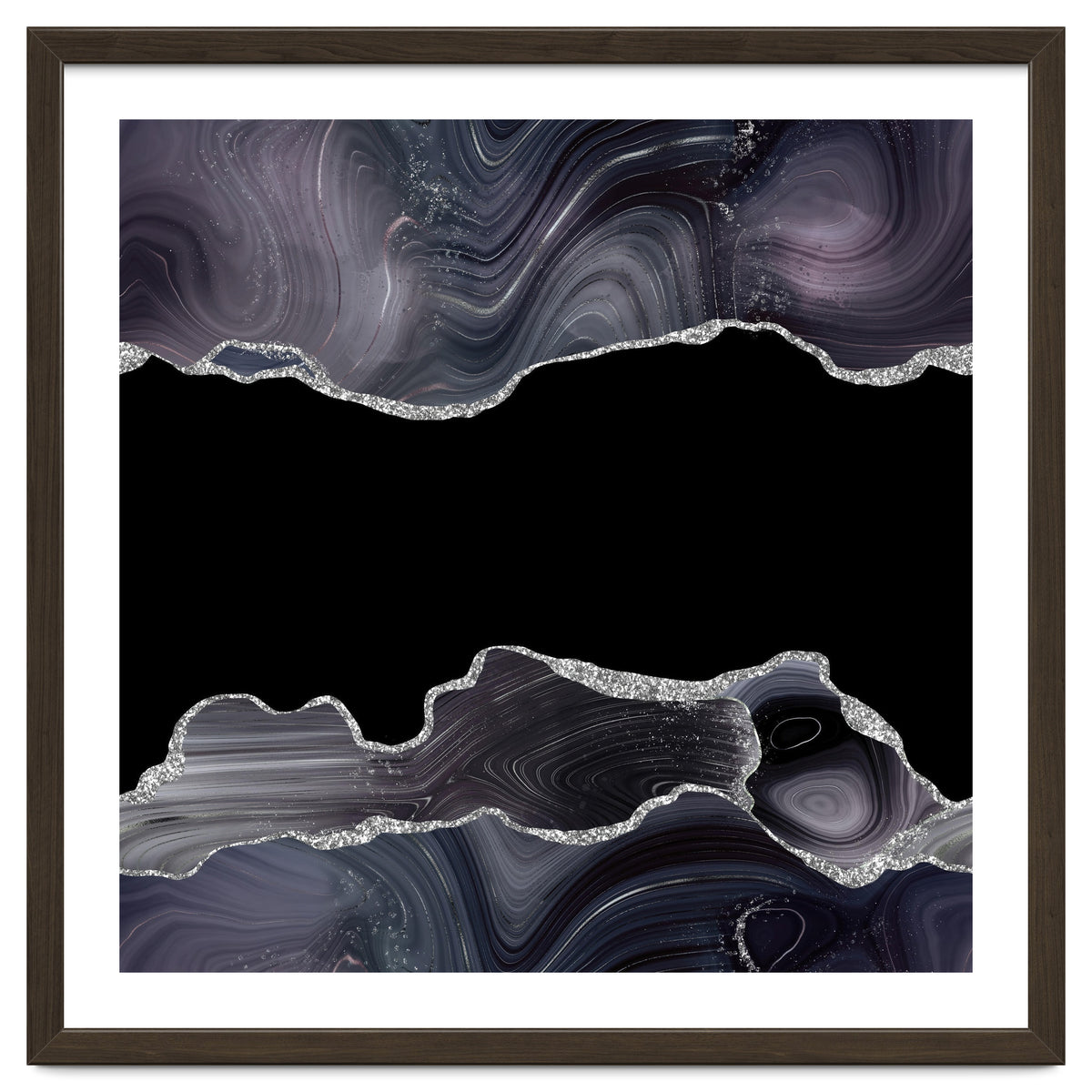 Black & Silver Glitter Agate Texture 03