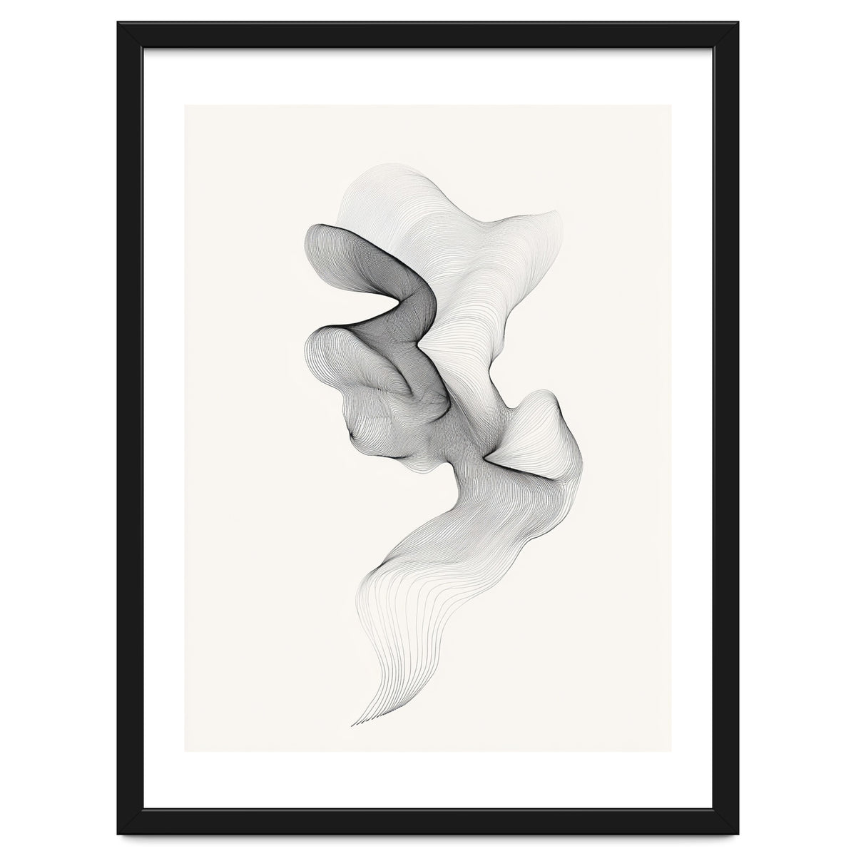 Abstract Black And White Swirling Lines Flowing Form
