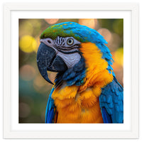 Blue And Yellow Macaw Parrot Close Up Detailed Shot