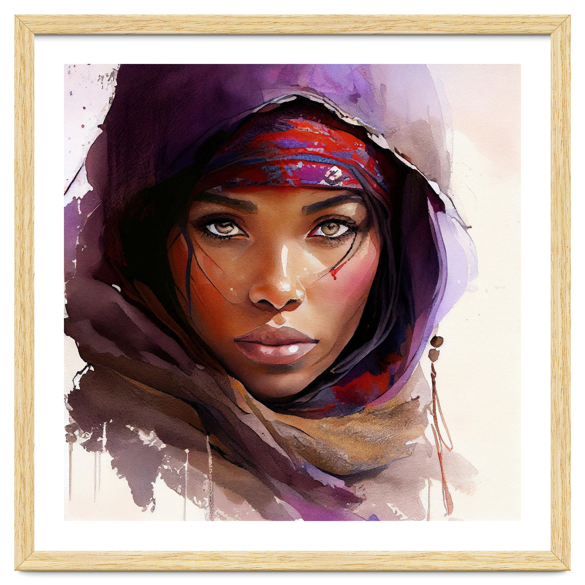 Amethyst Hood Tuareg Woman Portrait