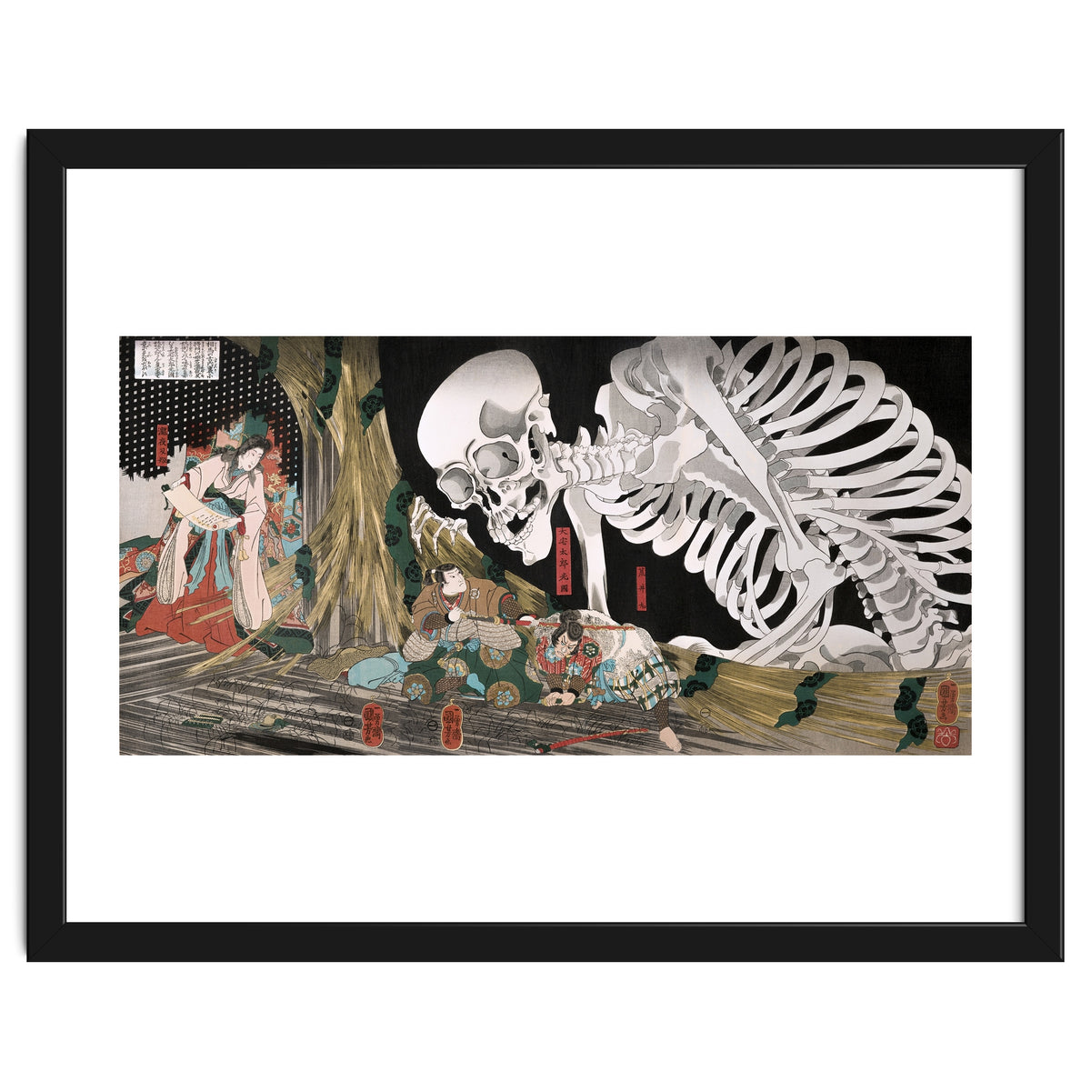Utagawa Kuniyoshi – Mitsukuni Defying the Skeleton Specter (1910) | Dramatic Japanese Ukiyo-e Masterpiece