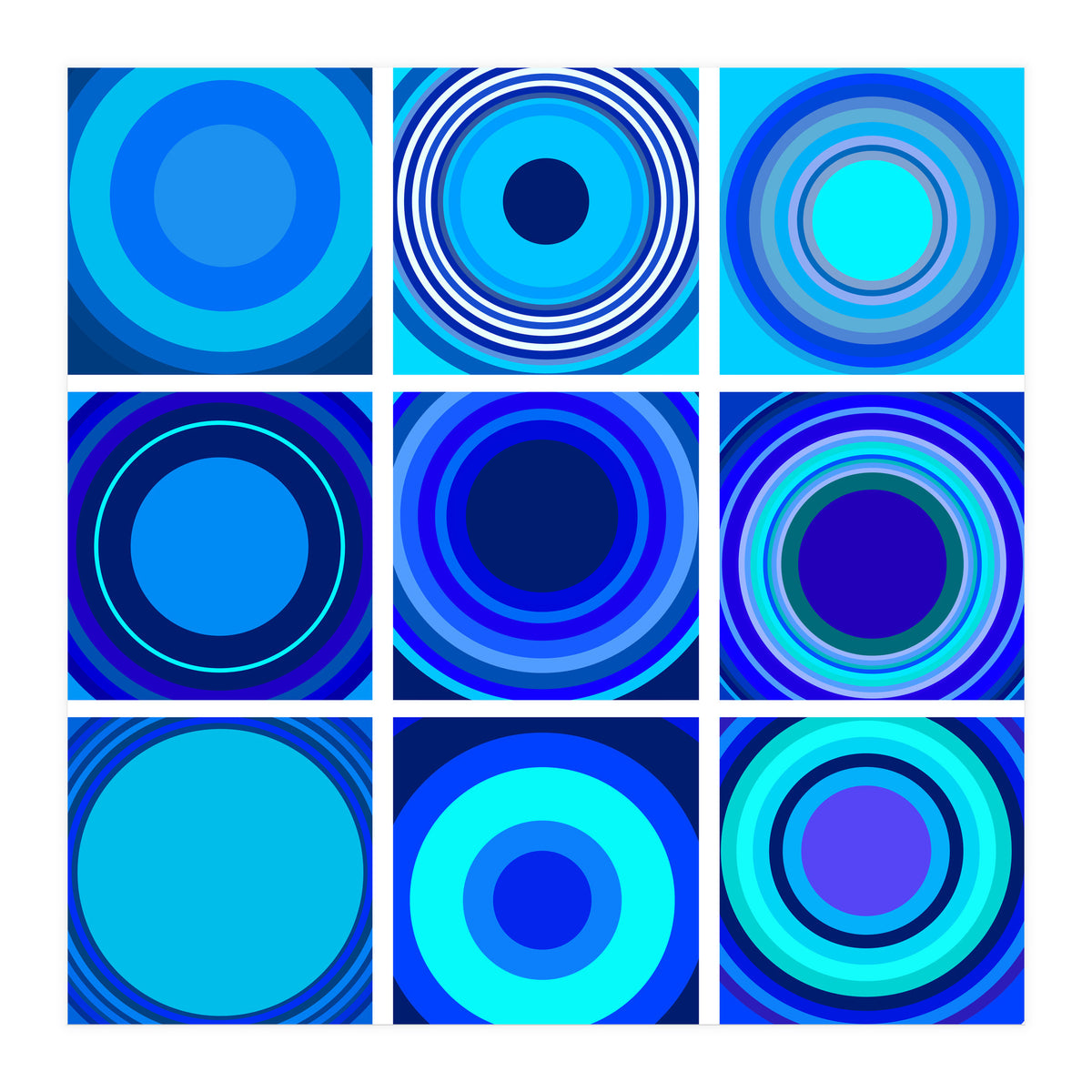 Circles & Rectangles Alt Blue 3 X 3: 3 (Print Only)