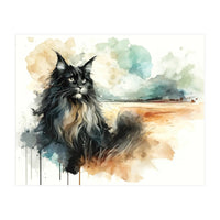 Majestic Cat In Coastal Landscape (Print Only)