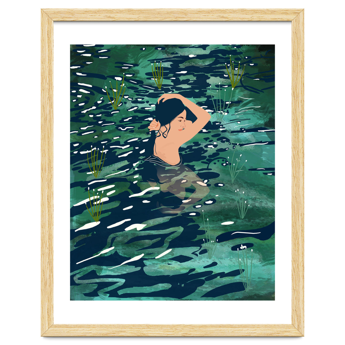 The Birth Of A Lake, Wild Nature Landscape Painting, Bohemian Woman Free Spirit