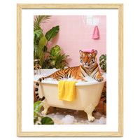 Leopard in Bathtub, Surreal Bathroom Scene