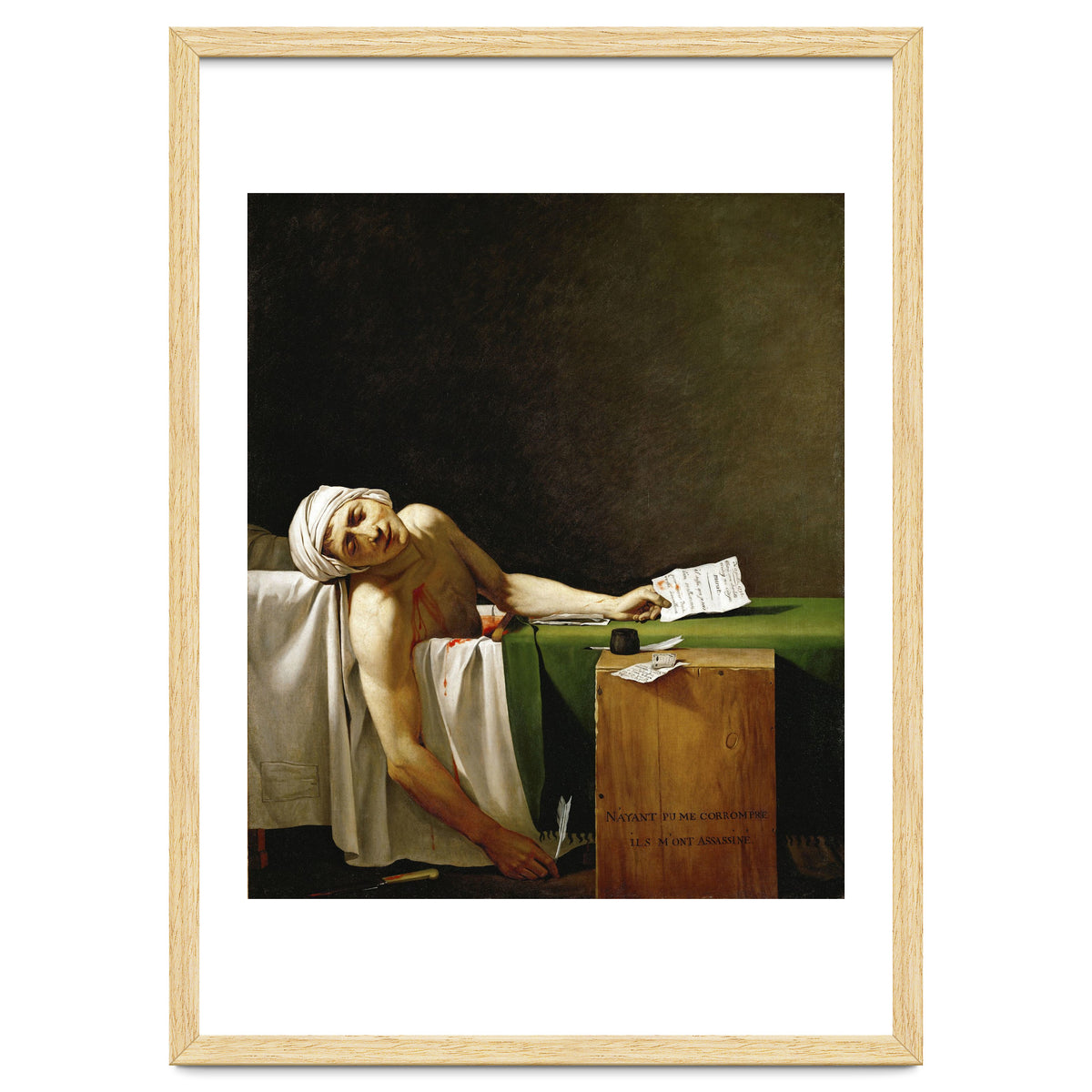 Jean Paul Marat, dead in his bathtub, assassinated by Charlotte Corday in 1793. JACQUES LOUIS DAVID.
