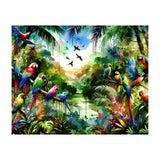 Watercolor Tropical Birds In The Jungle (Print Only) thumbnail