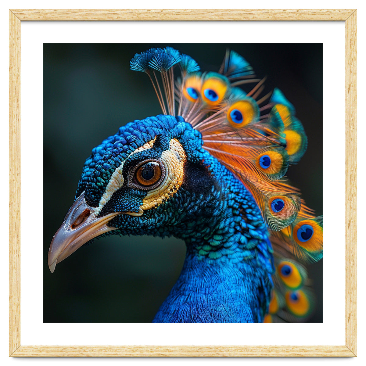 Peacock Bird Portrait Detailed Feathers Vibrant Colors
