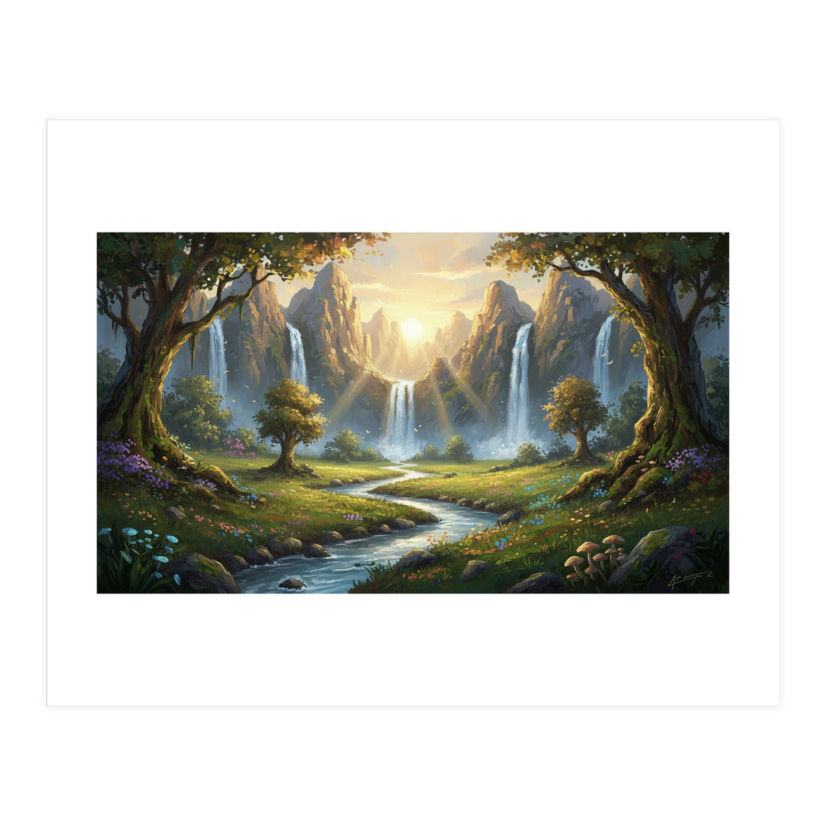 Enchanted Waterfall Meadow (Print Only)