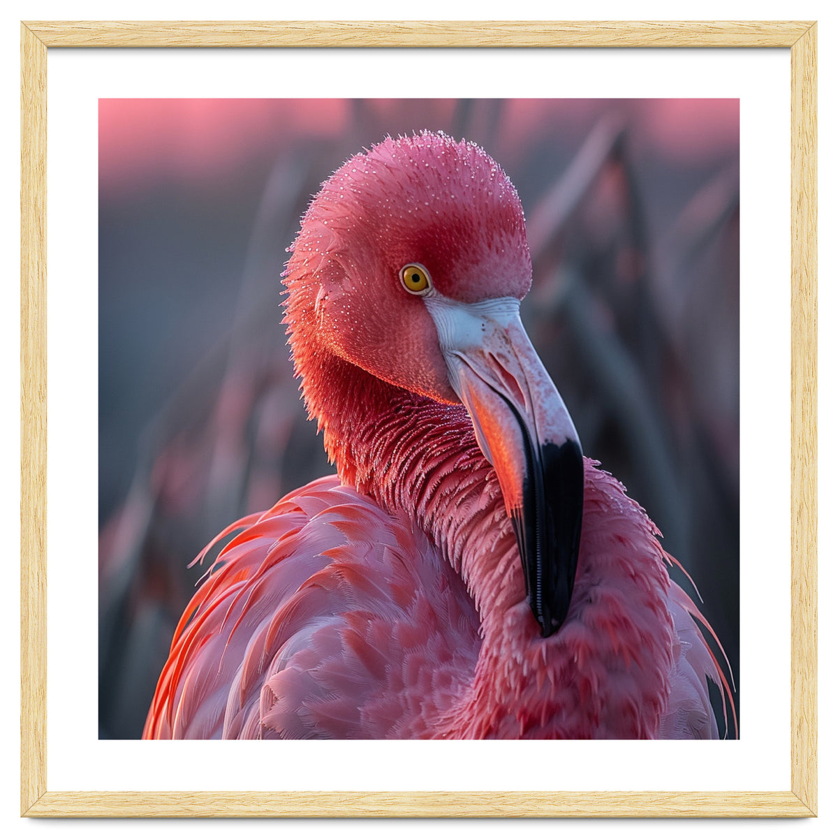 Pink Flamingo Bird Close Up Portrait