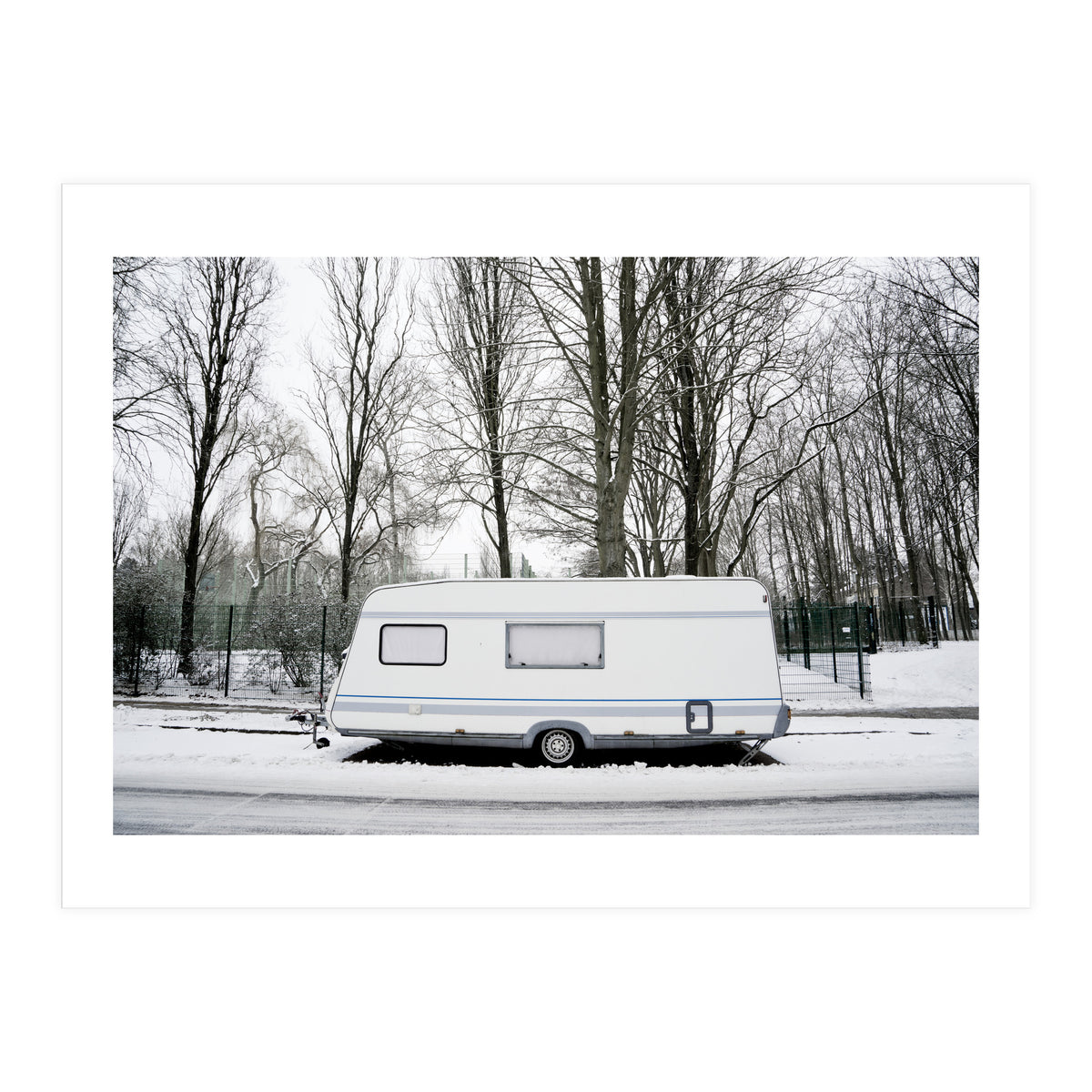 Travel Trailer in the snow road (Print Only)