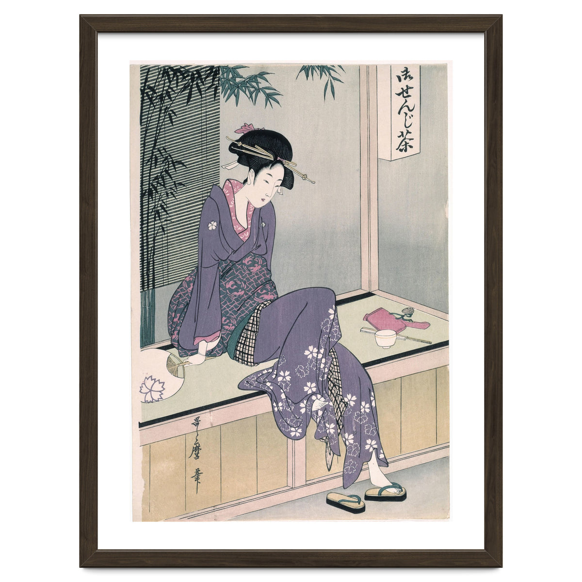 Kitagawa Utamaro (Copy) / 'Mujer sentada en una veranda', ca.  1798; 20th century, Japanese School.
