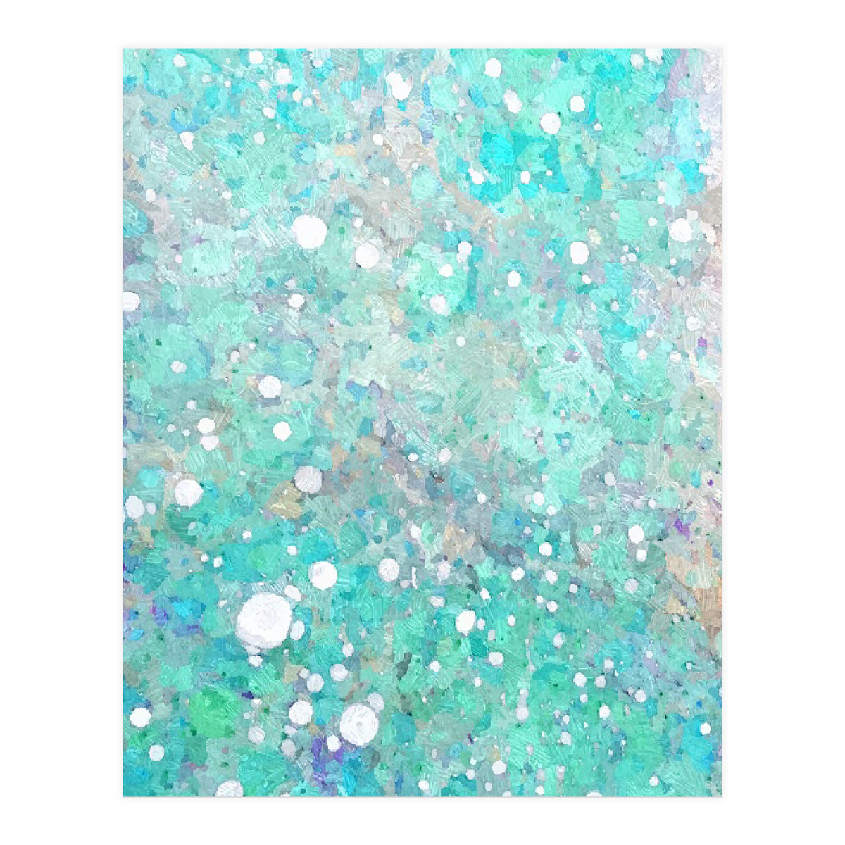 Blue Green Dreamy Marble, Minimal Abstract Pastel Graphic Design Eclectic Bohemian Painting Texture (Print Only)