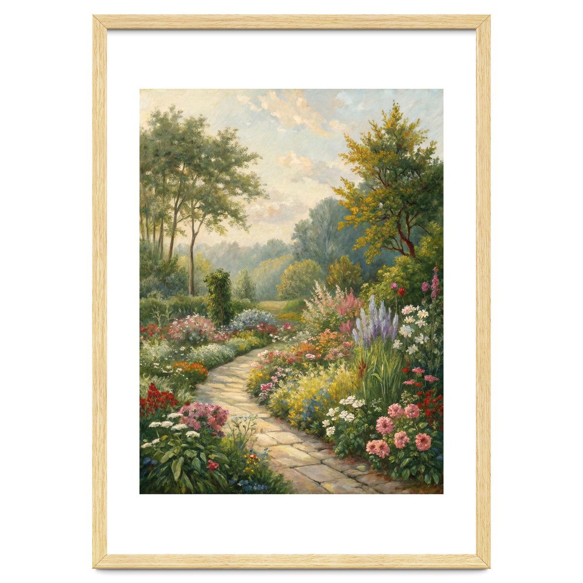Enchanted English Cottage Garden Oil Painting
