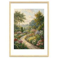 Enchanted English Cottage Garden Oil Painting
