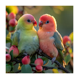 Lovebirds Couple Sitting On A Branch With Berries (Print Only) thumbnail