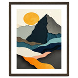Minimalist Layered Mountain Landscape with Golden Sun thumbnail