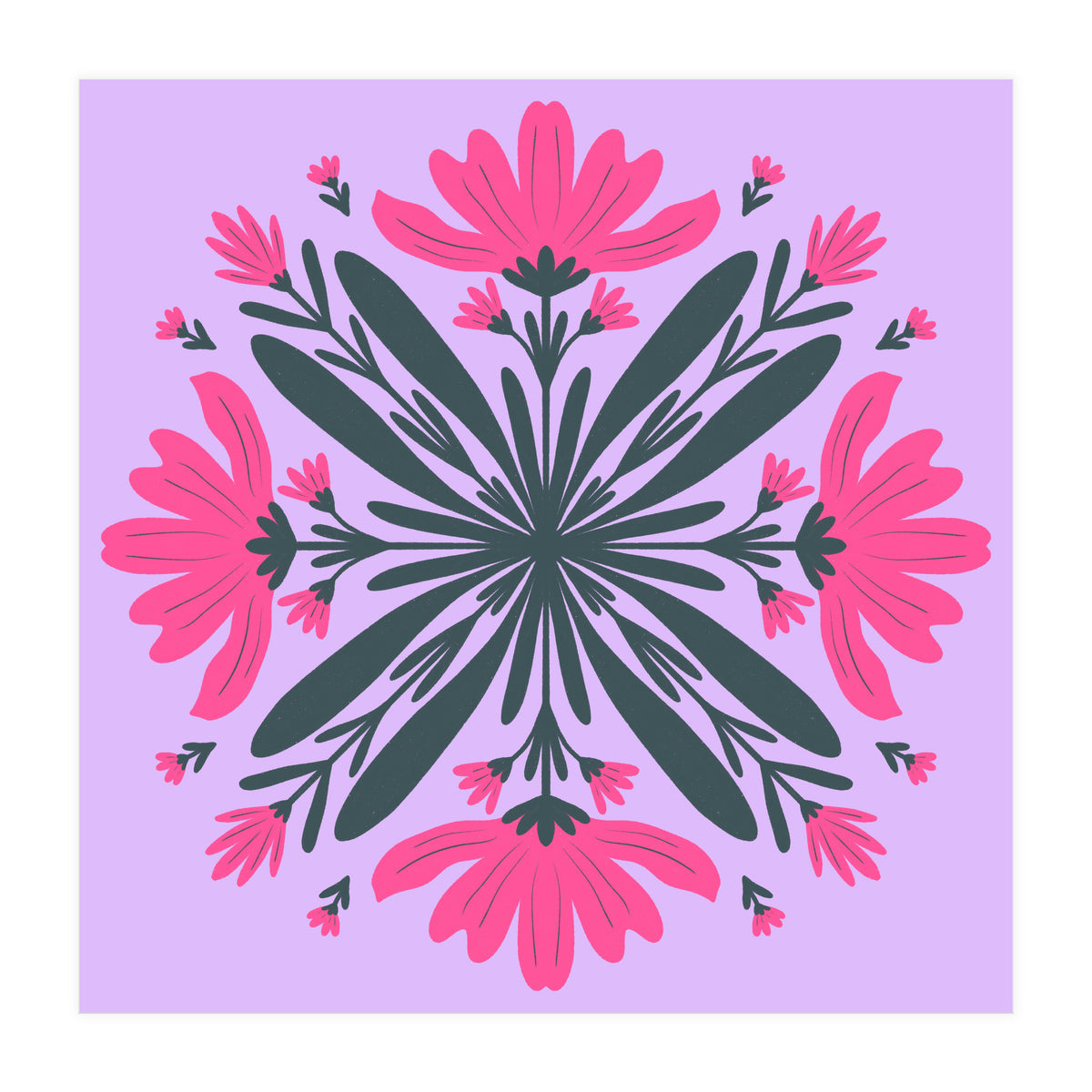 Magenta mandala flowers (Print Only)