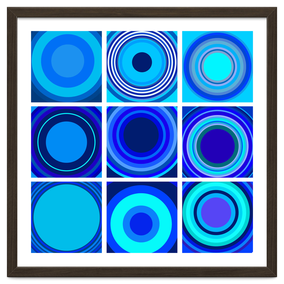 Circles & Rectangles Alt Blue 3 X 3: 3