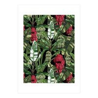 Banano Leaves Dark Jungle Red (Print Only)