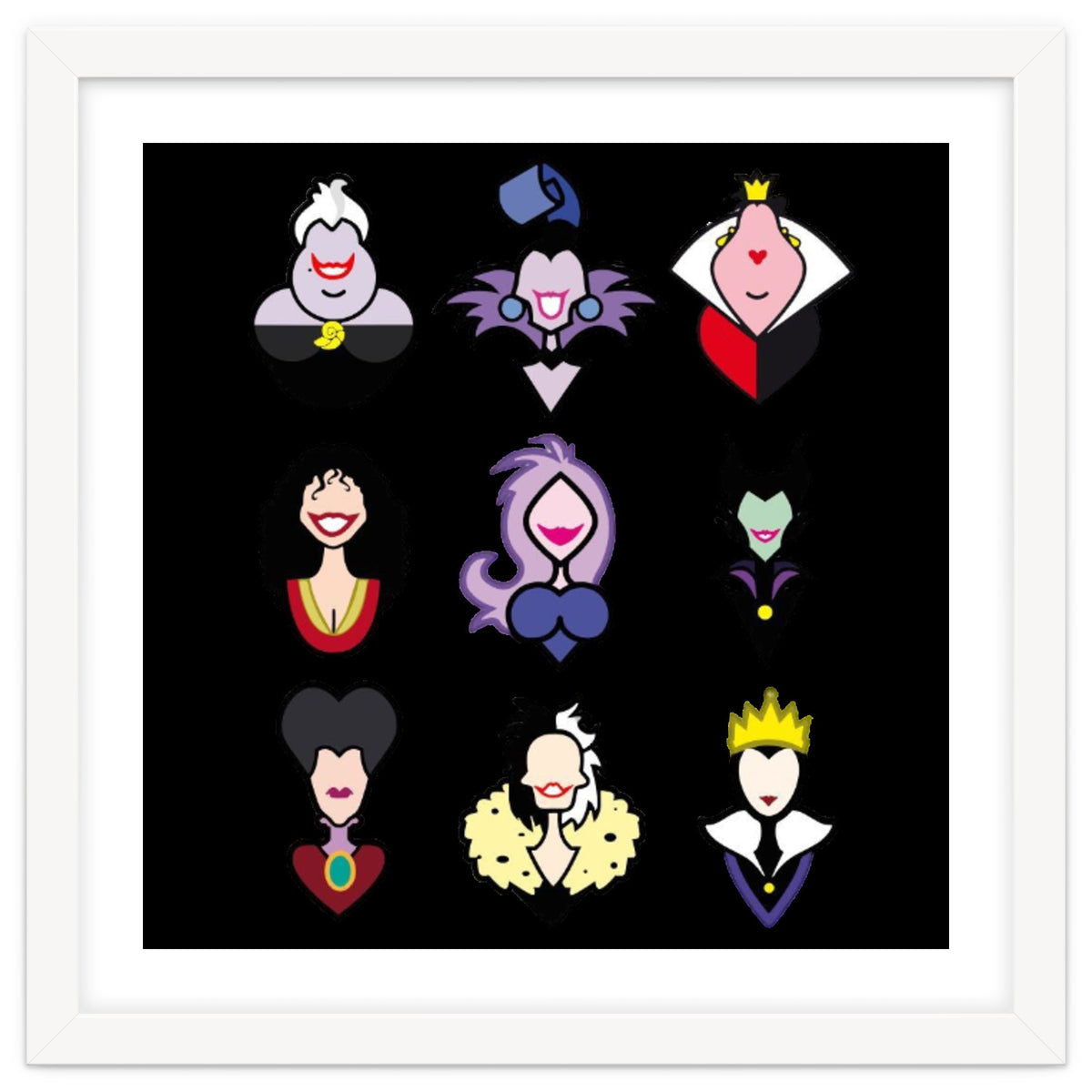 Disney Villains Cartoon Minimalist Faces