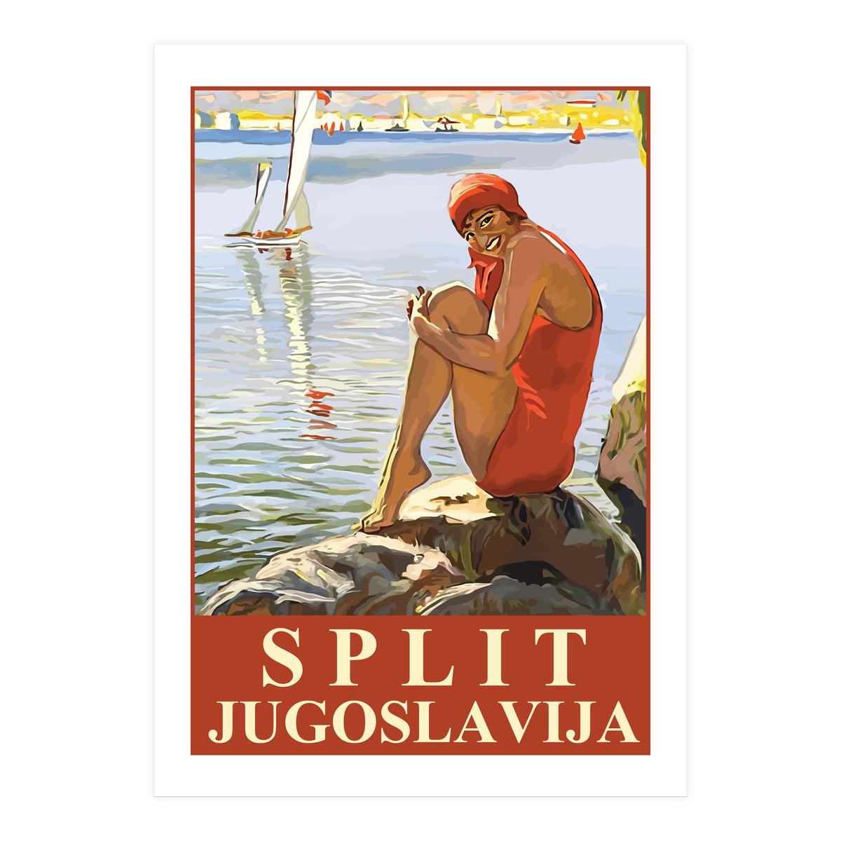 Split, Swimmer on a Rocky Coast (Print Only)