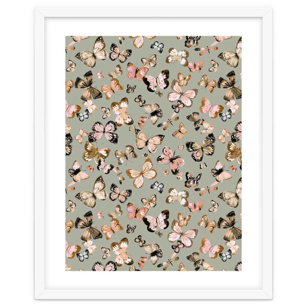 Flying Butterflies Gold Beige