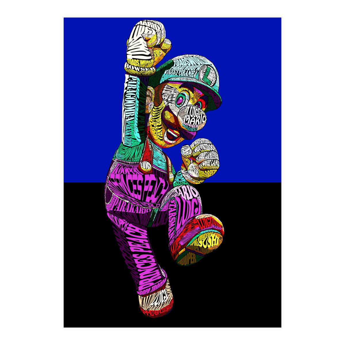 Mario Luigi Typo Style Cartoon Pop Art (Print Only)