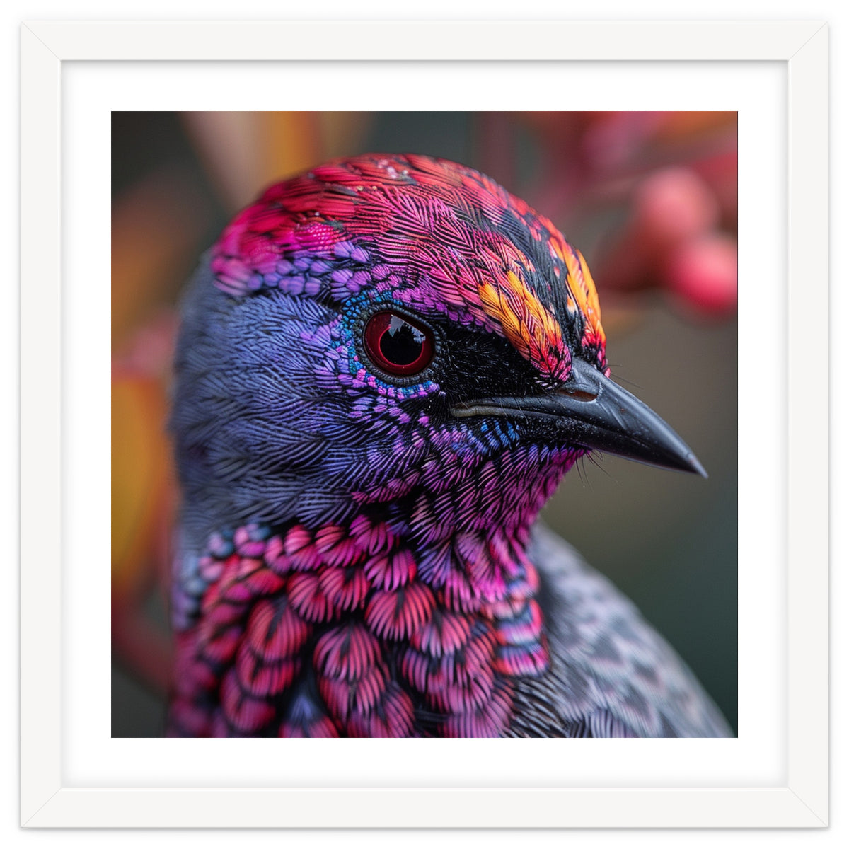 Vibrant Exotic Bird Detailed Feather Close Up