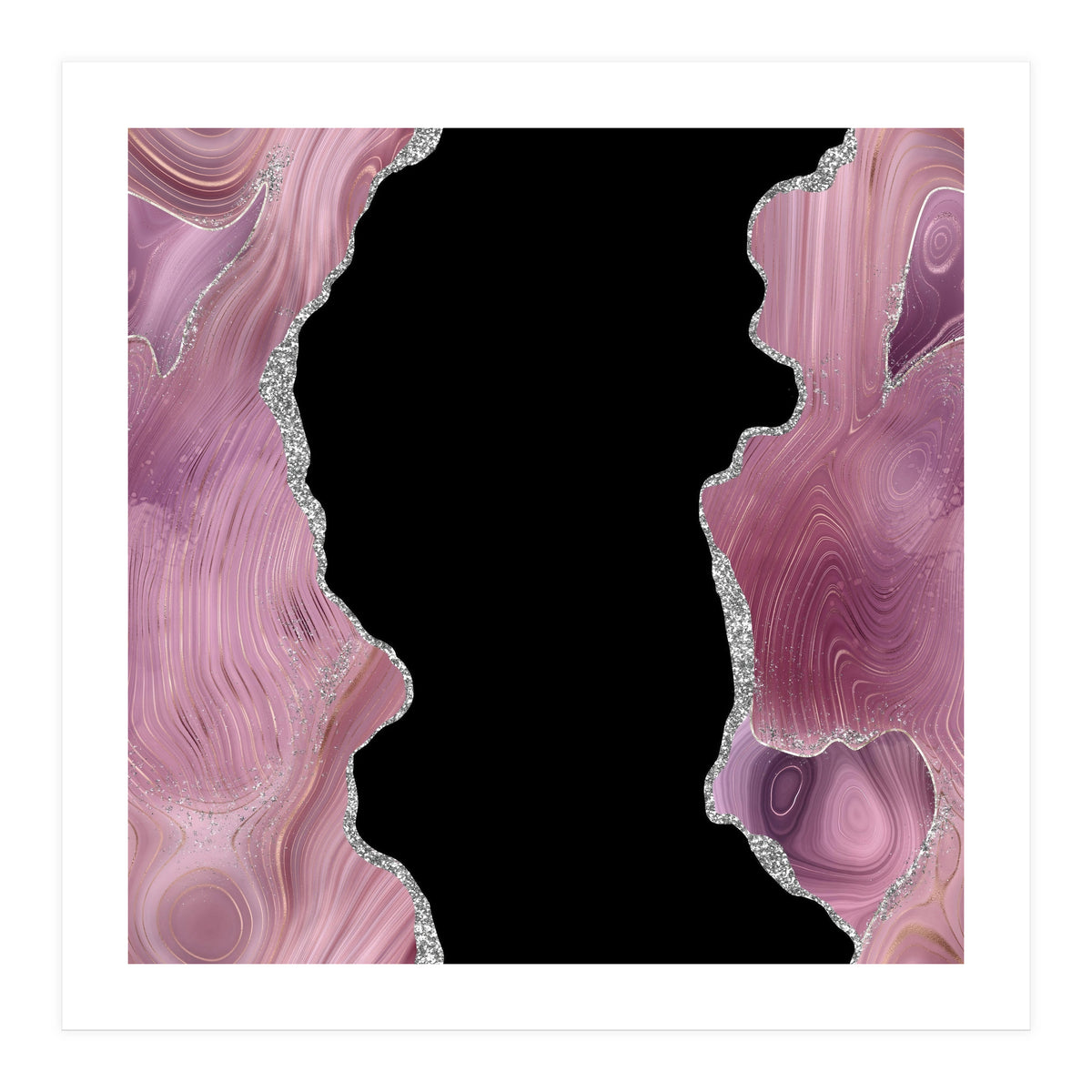 Mauve & Silver Agate Texture 02  (Print Only)