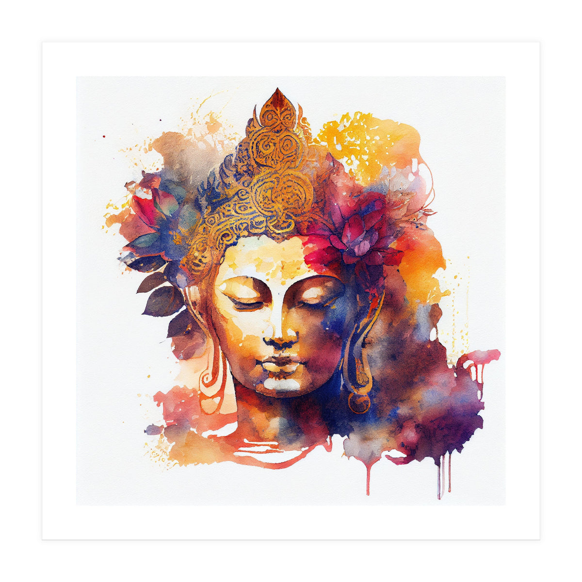 Lotus Bloom Buddha Portrait (Print Only)