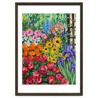 Vibrant Summer Cottage Garden Oil Painting