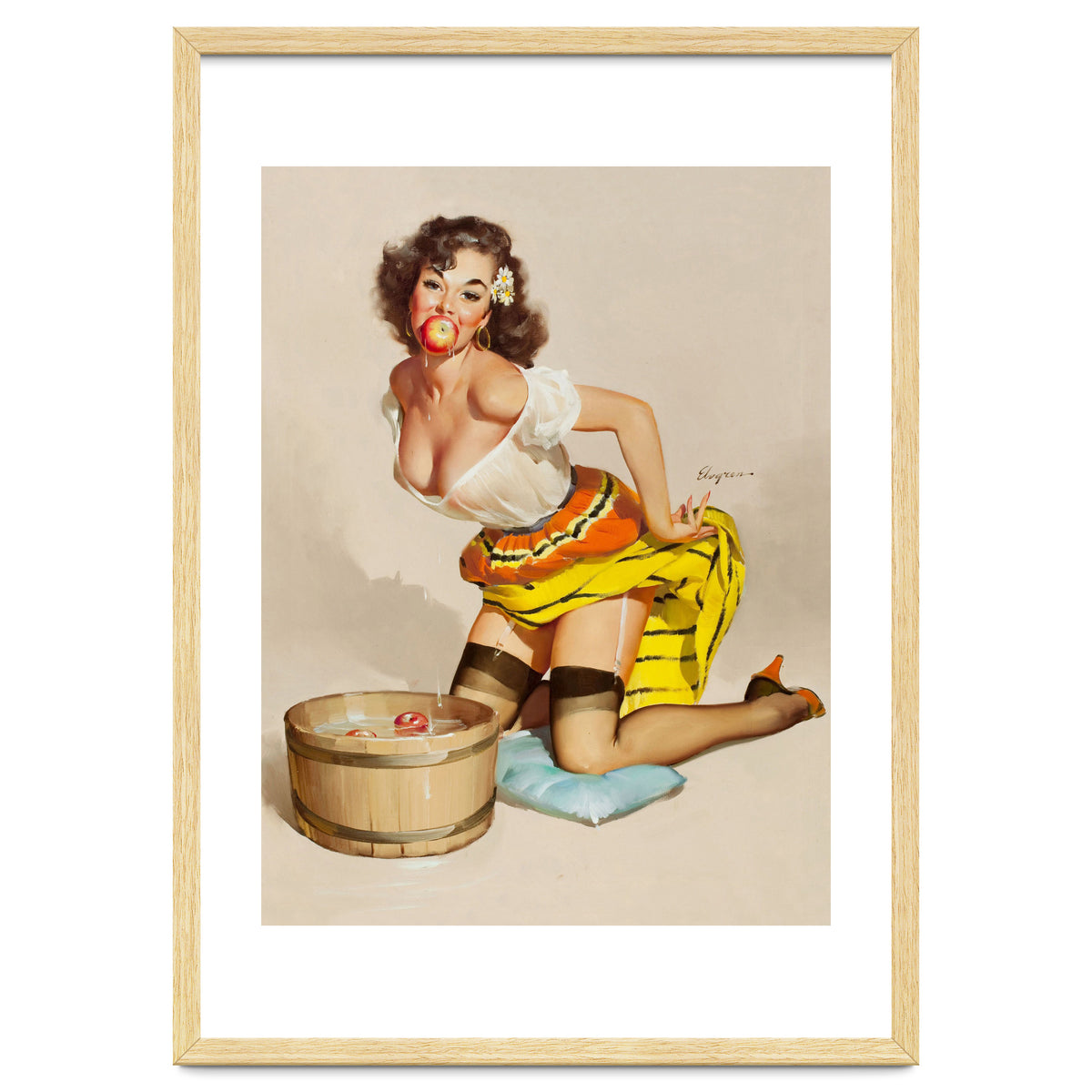 Pinup Girl Bobbing For Apples