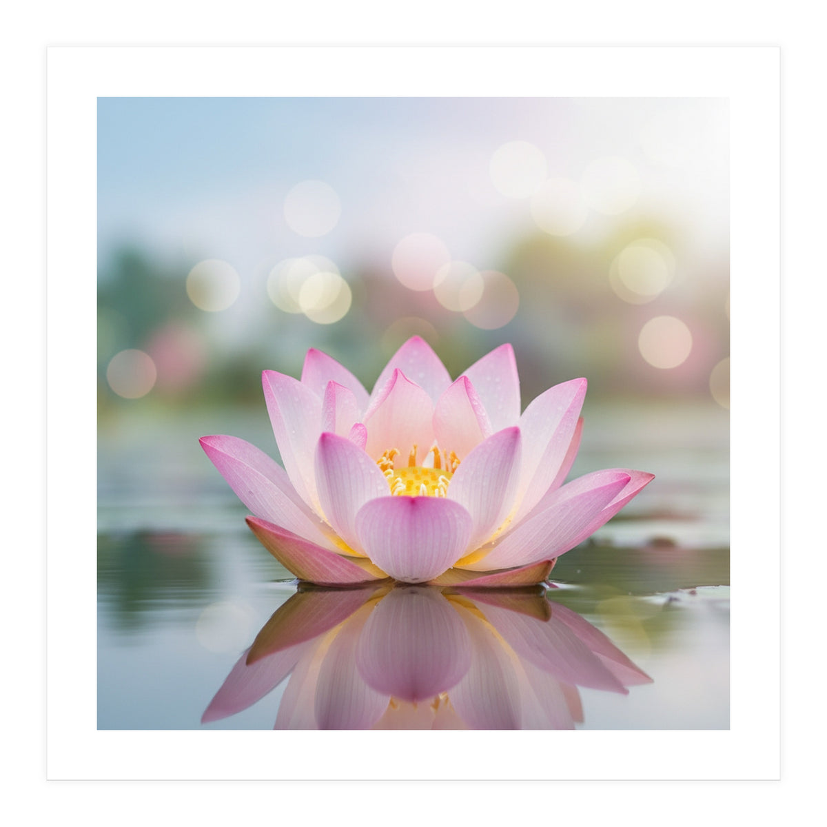 Ethereal Lotus Bloom: Serene Botanical Reflection (Print Only)